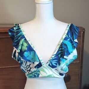 PEYTON & PARKER TURQUOISE FLORAL bikini top XL